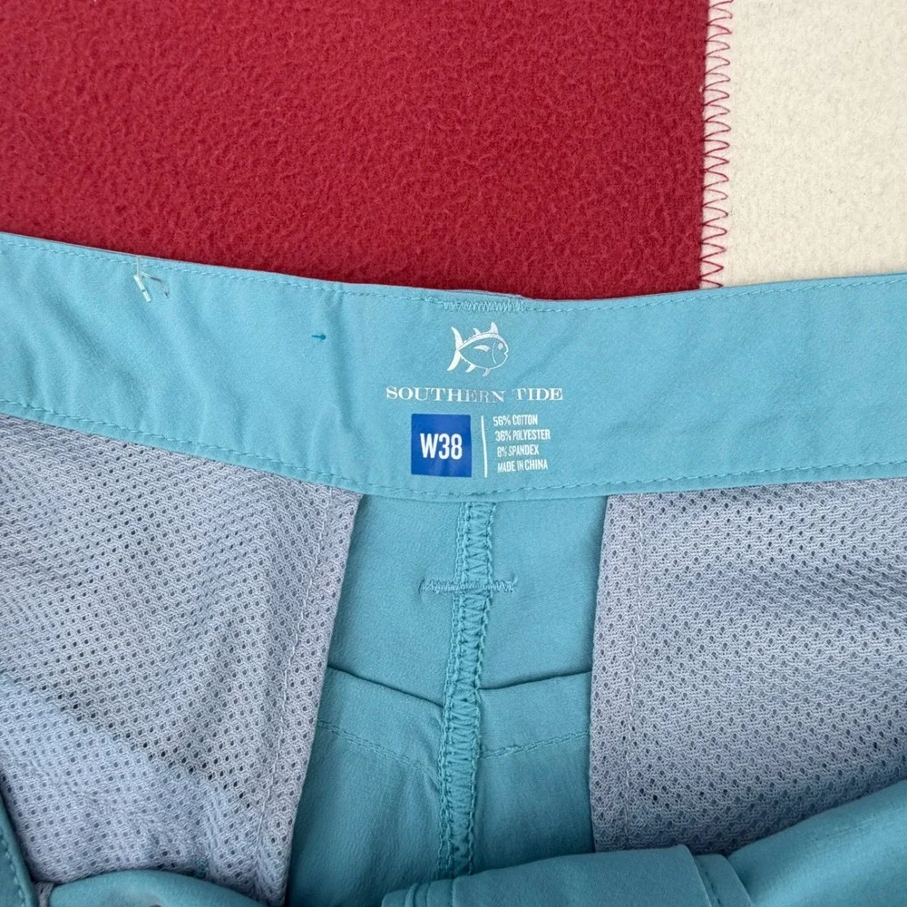 Southern Tide Mens Performance Shorts Light Blue W38 Cotton Blend Stretch Golf